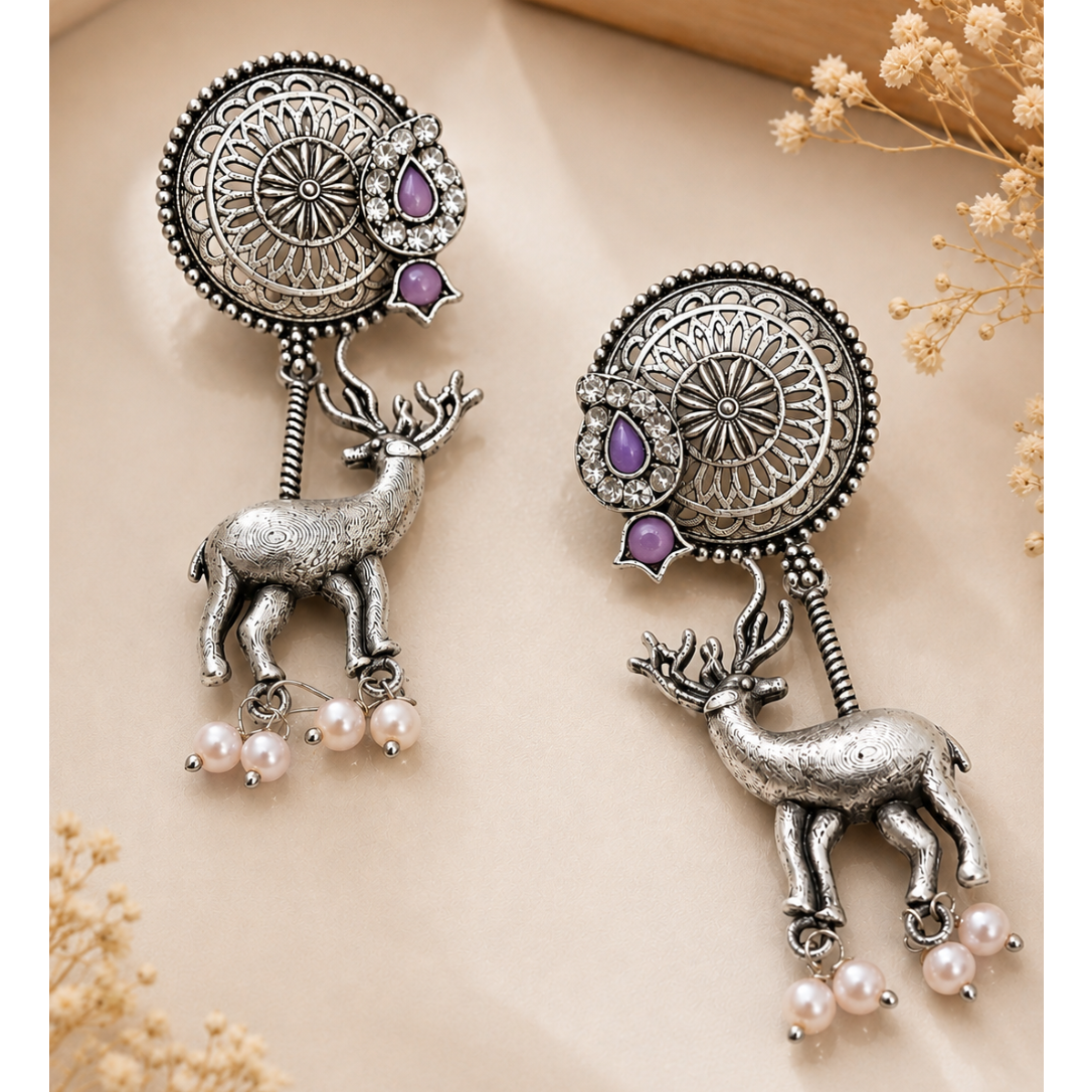 Stag Medallion Earrings