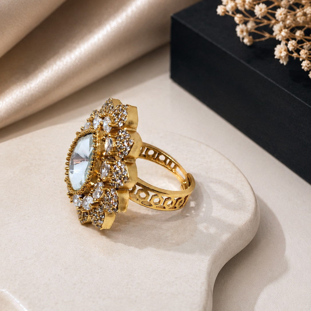 Layered Floral Cluster Ring