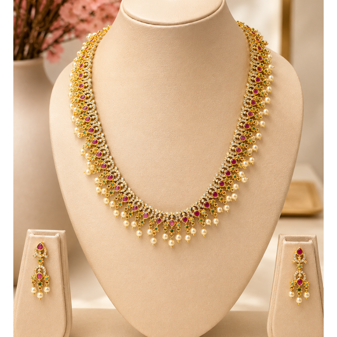 Pearl Fringe Long Necklace