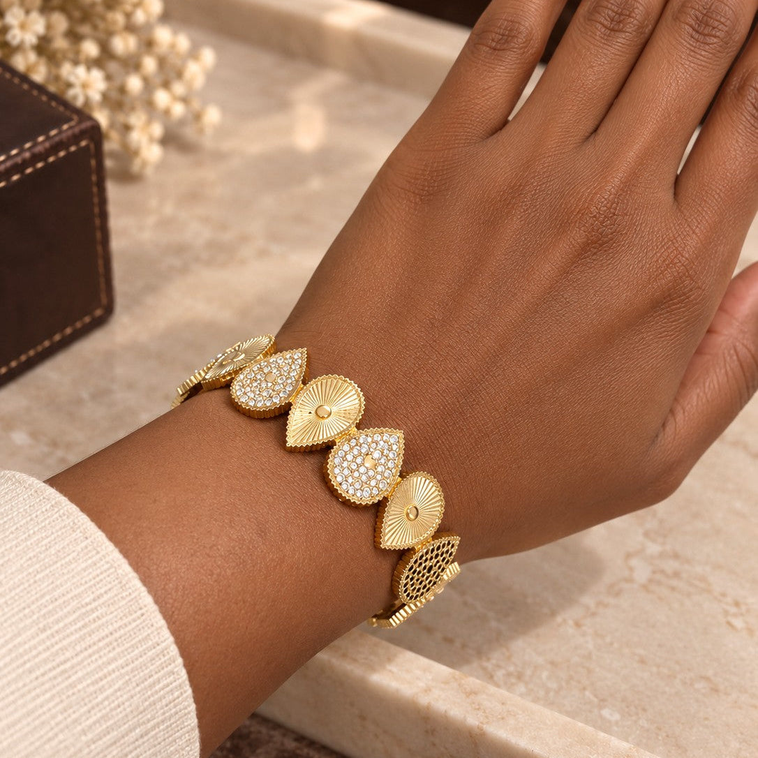 Pave Teardrop Cuff Bracelet