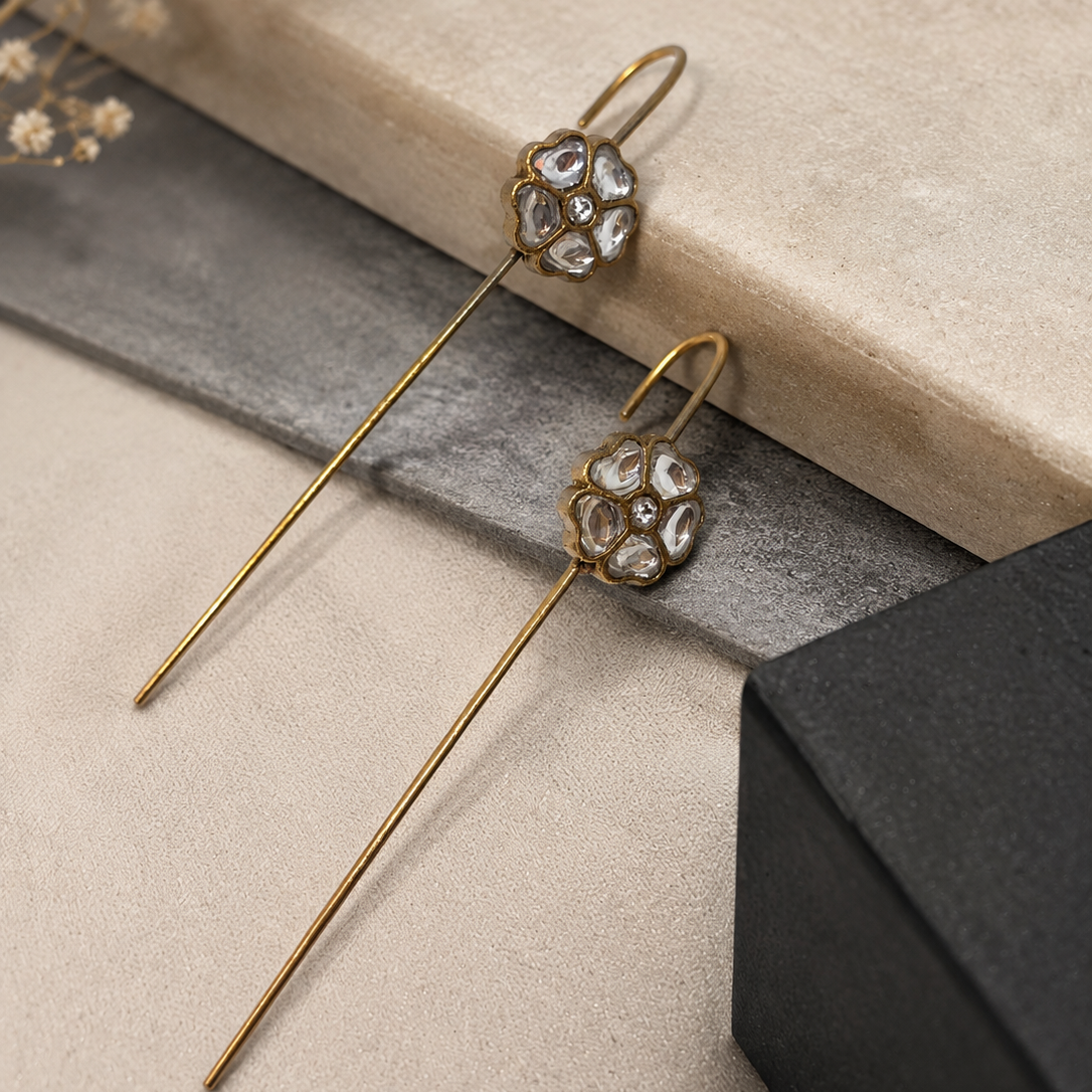 Kundan Flower Cuff Earrings