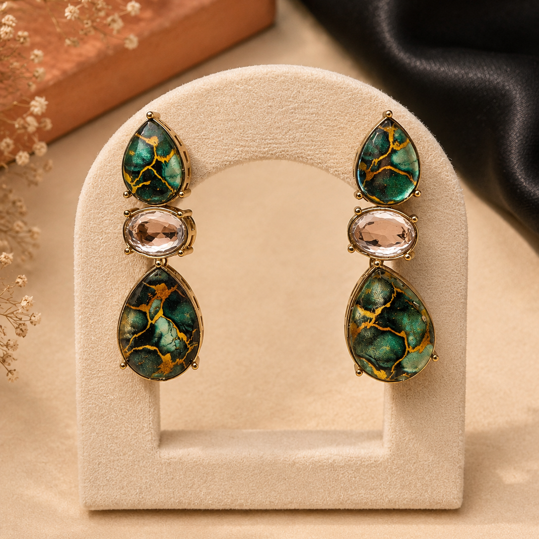 Marbled Stone Drop Earrings