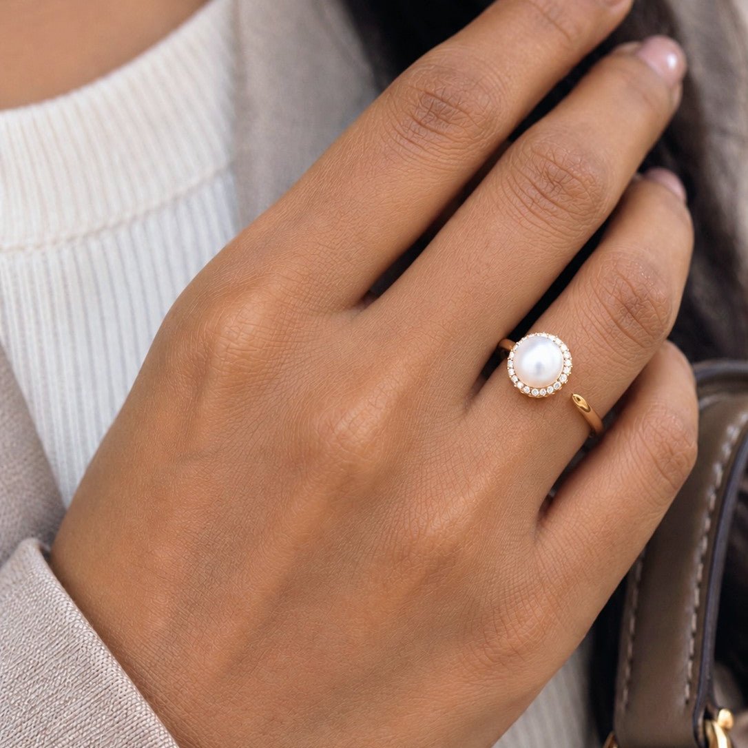 Pearl Halo Open Ring