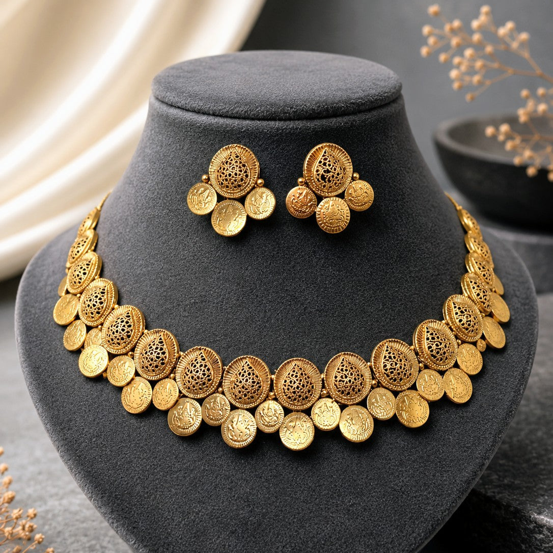 Paisley Coin Filigree Necklace Set