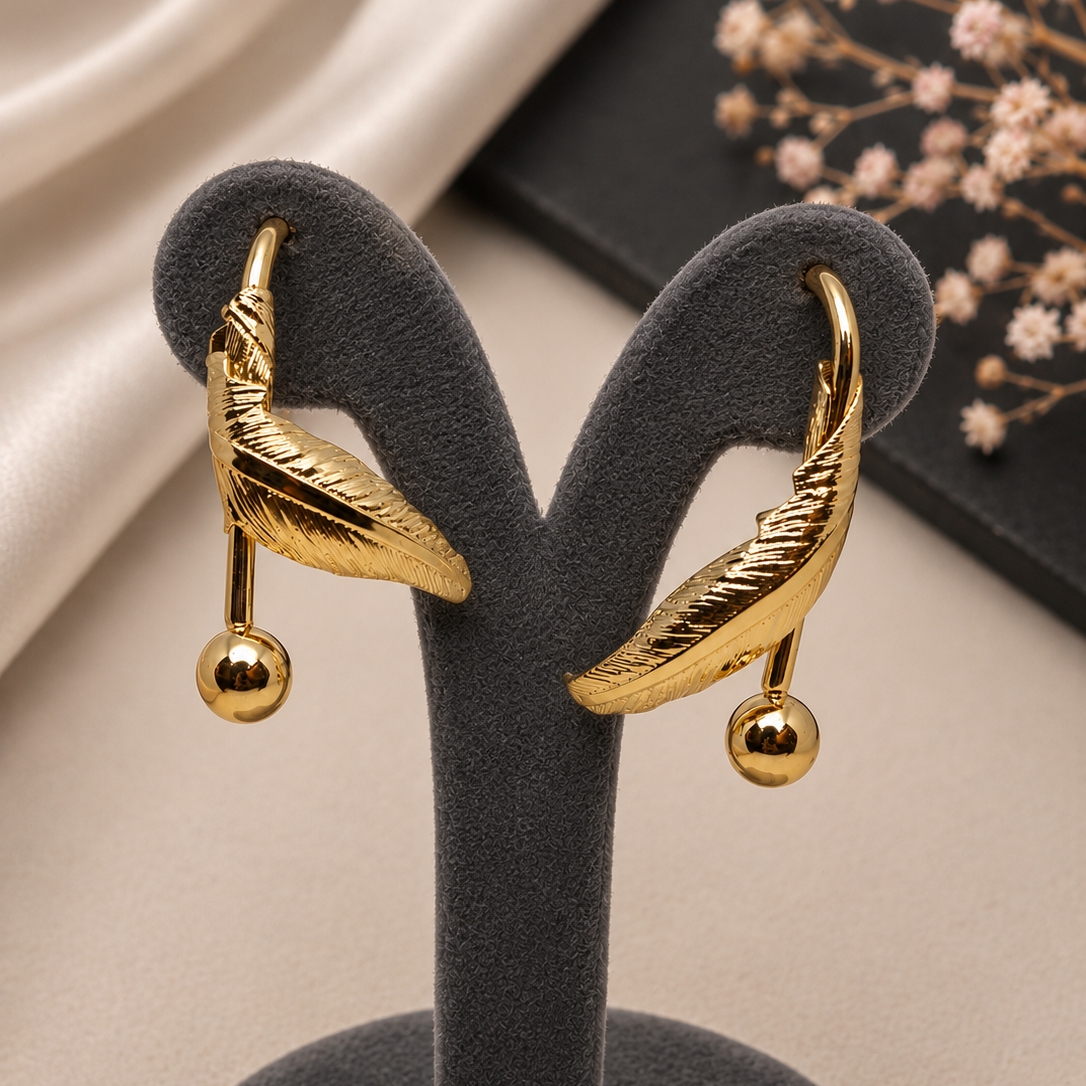 Feather Ball Earrings