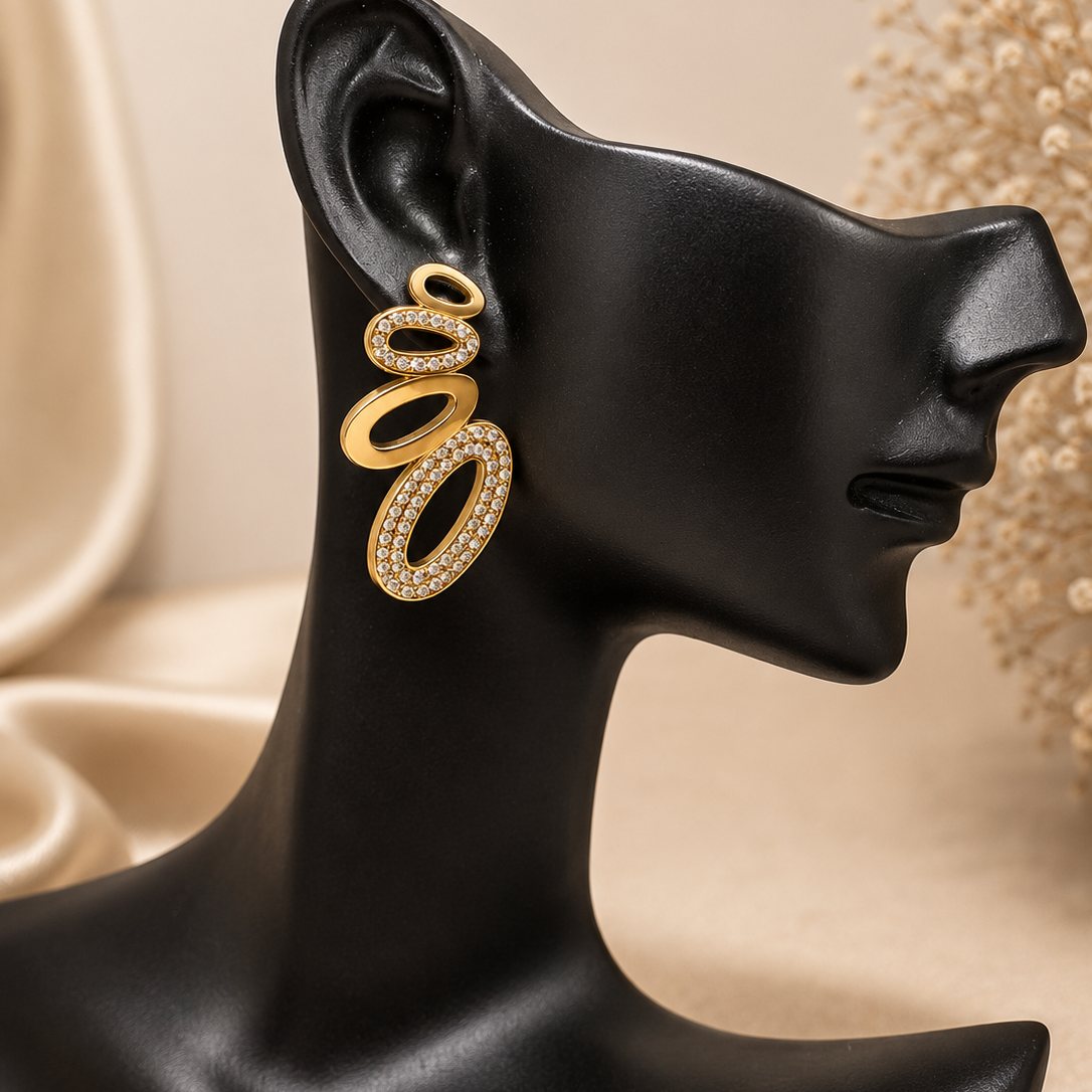 Linked Oval Drop Earrings