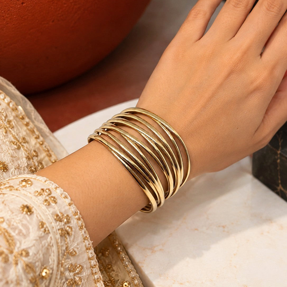 Crisscross Wire Wide Cuff