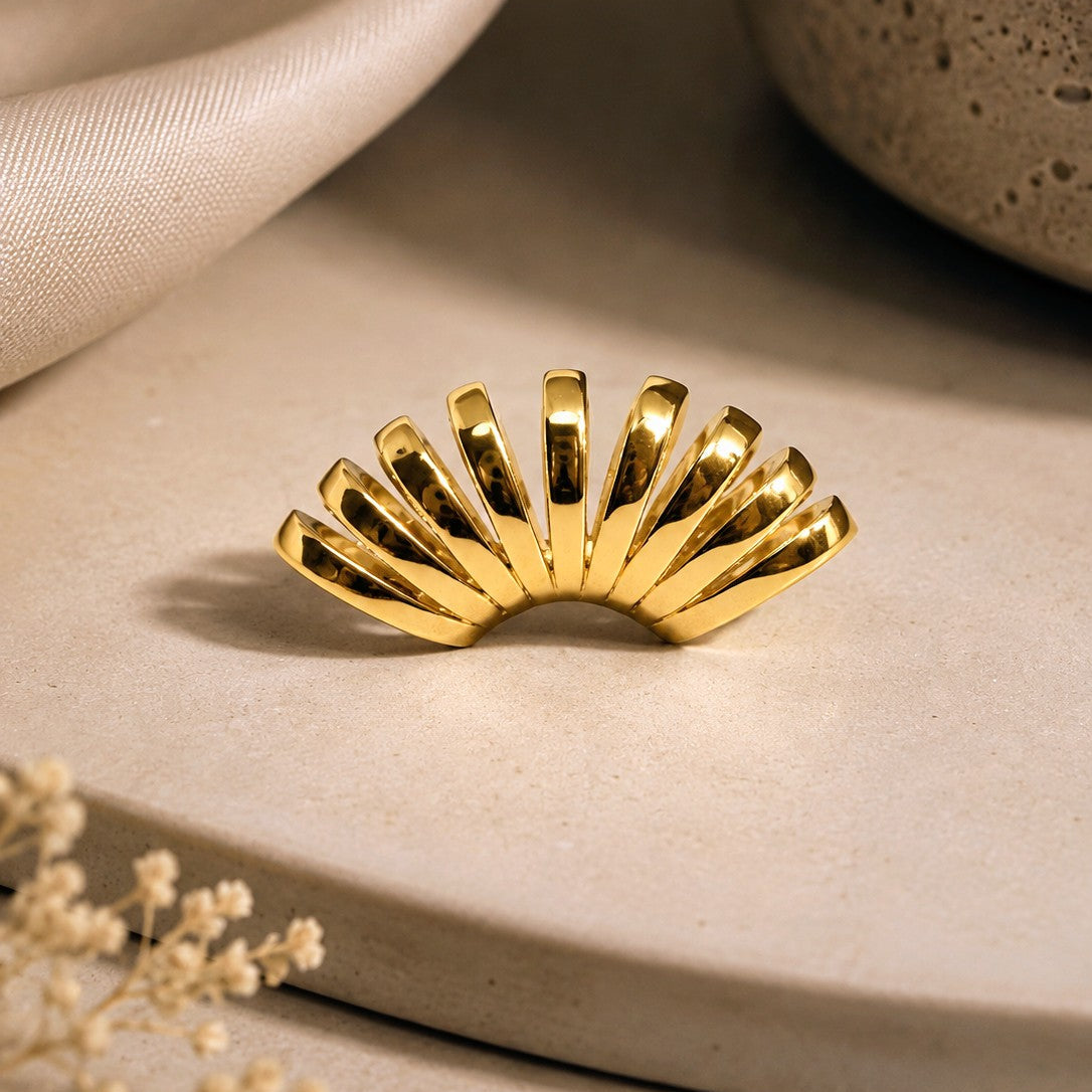 Gold Ribbed Cuff Earrings