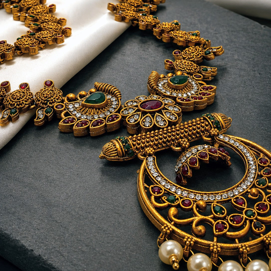 Crescent Jhumka Pendant Necklace