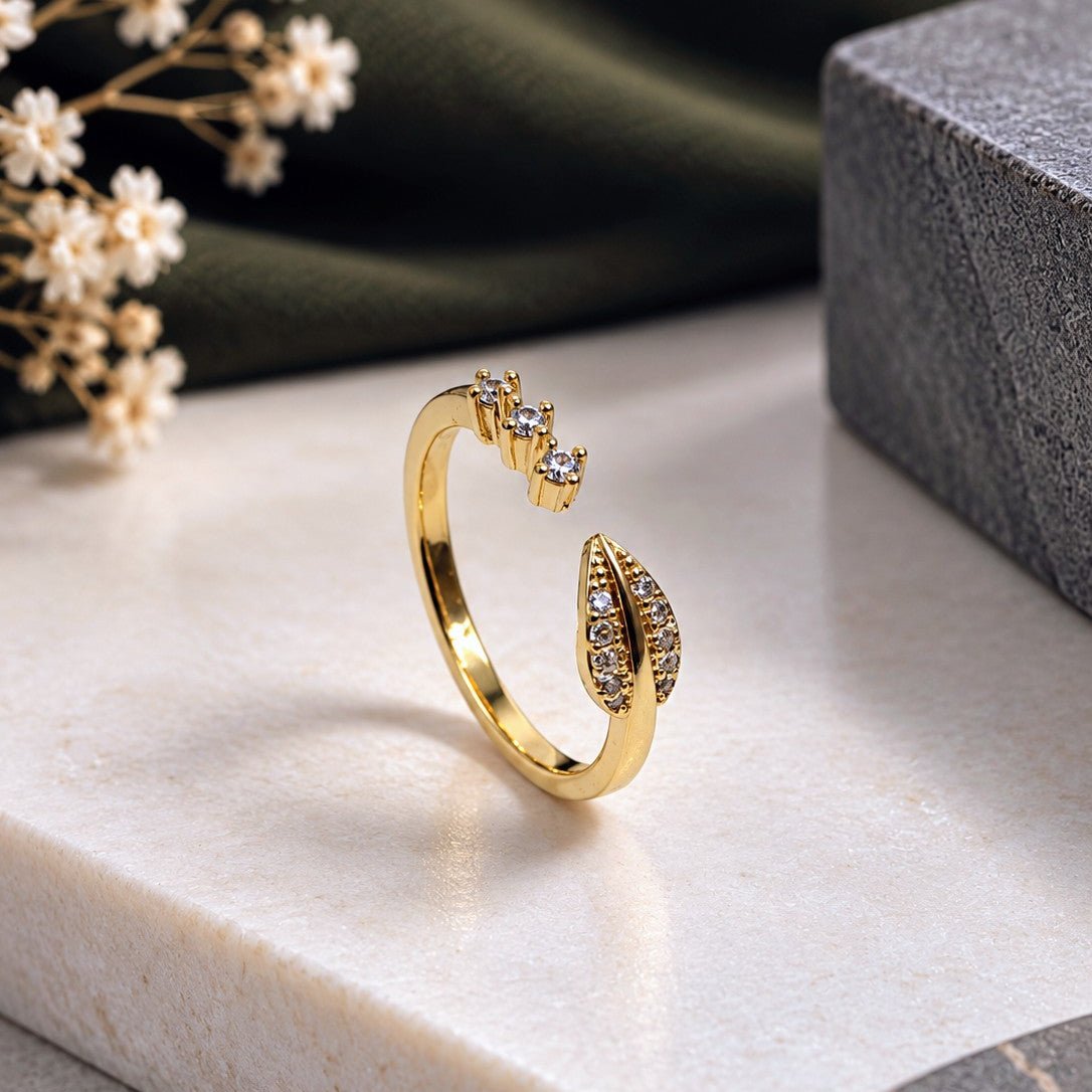 Leaf Stone Open Ring