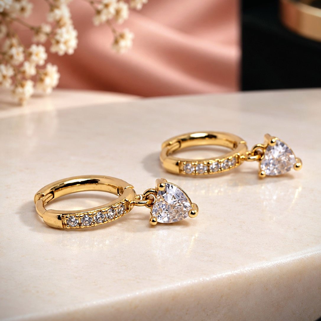 Pave Heart Huggies Earrings