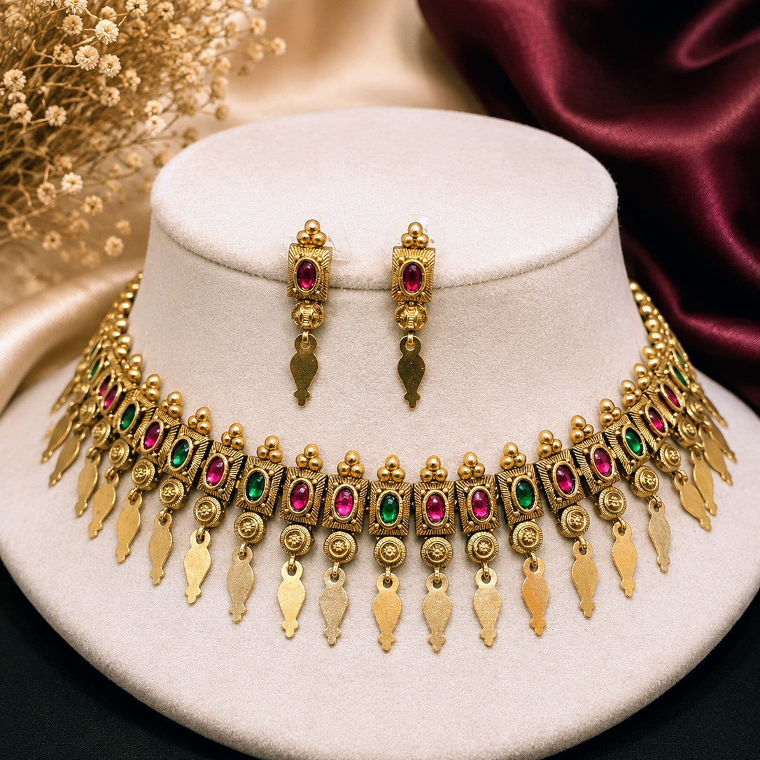 Fish Charm Fringe Necklace Set