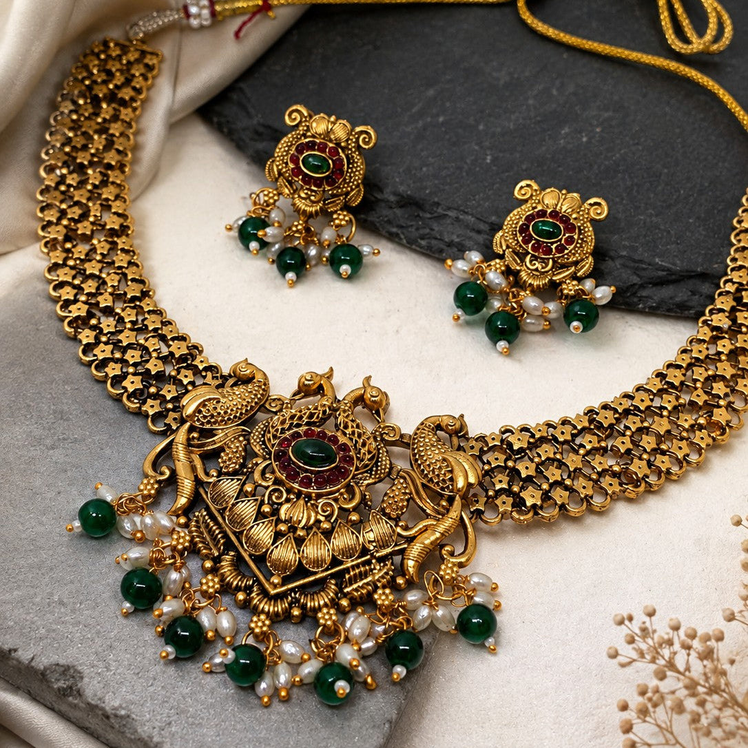 Peacock Pendant Mesh Necklace
