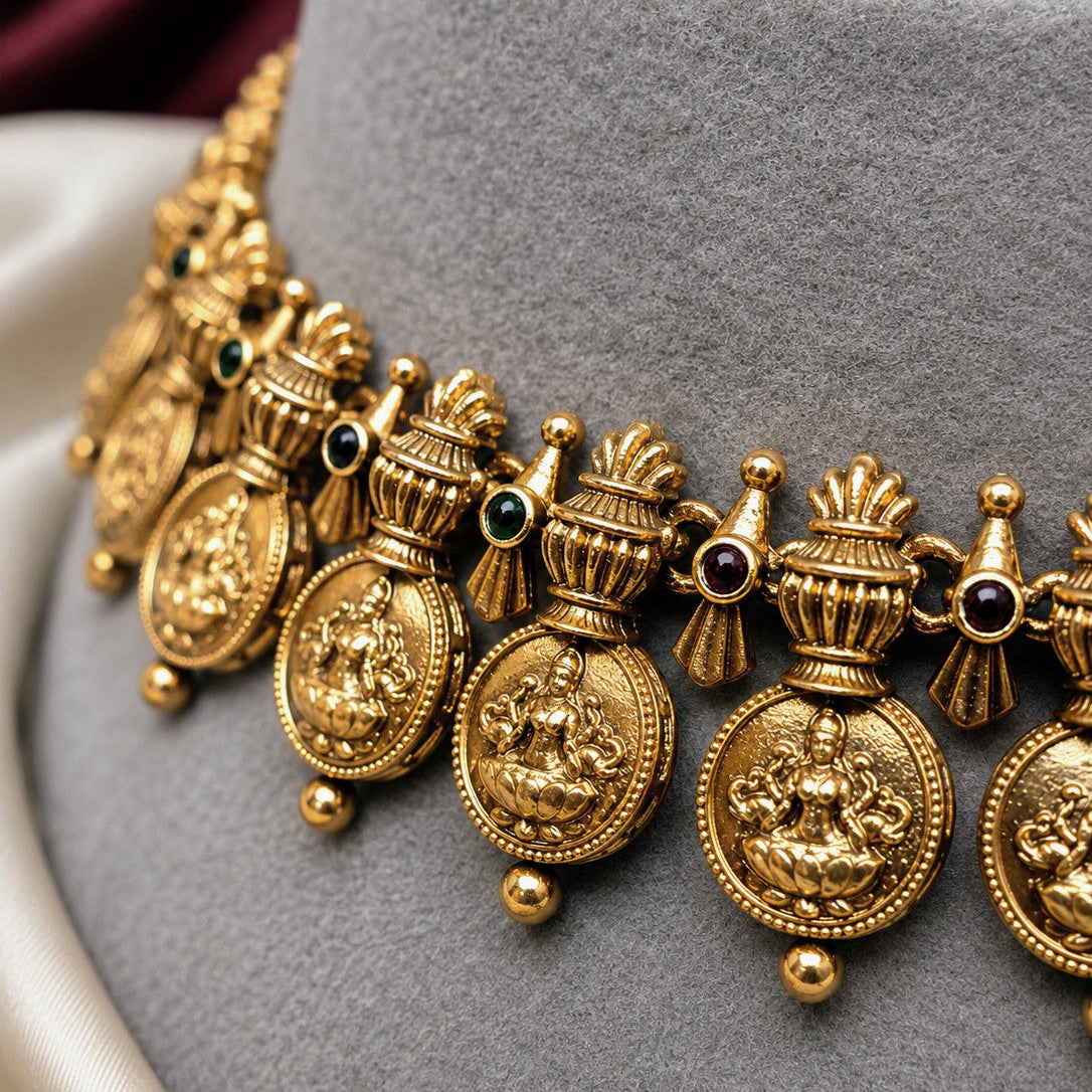 Lakshmi Coin Kalash Necklace Set