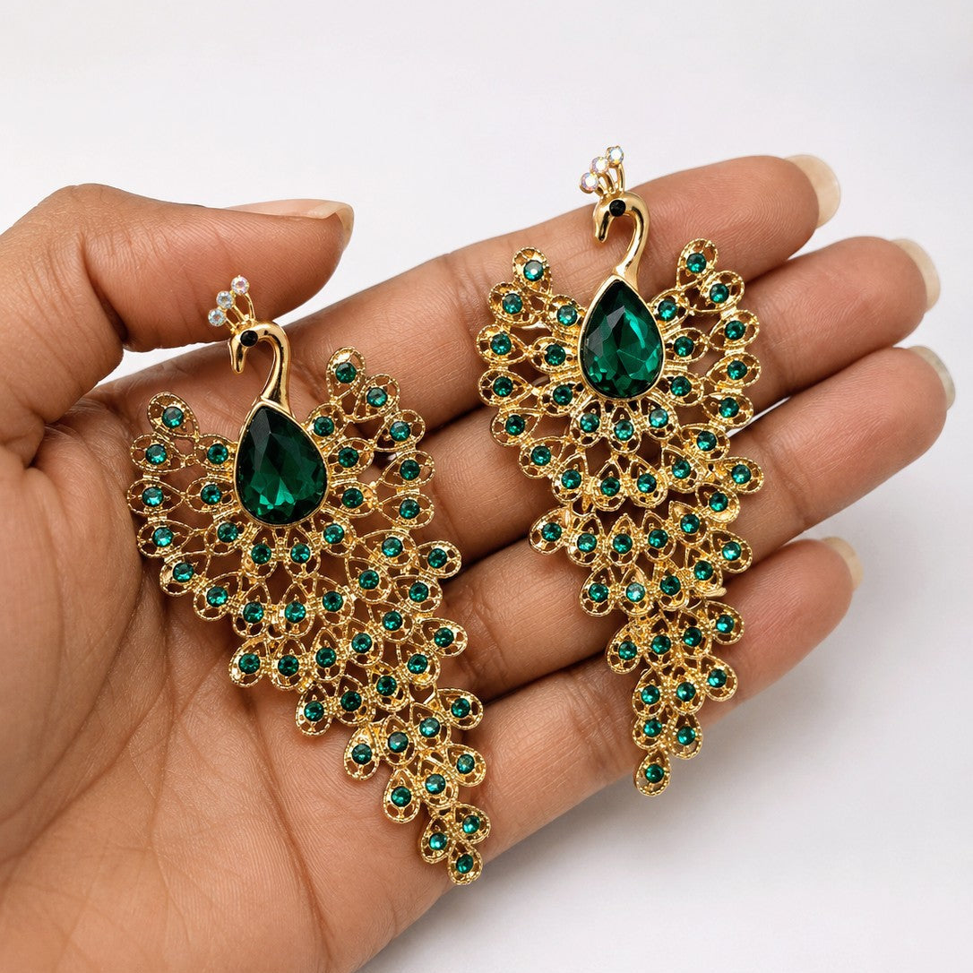 Peacock Feather Drop Earrings
