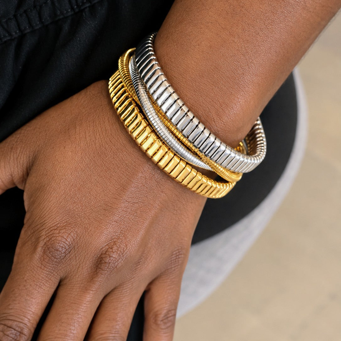 Ribbed Tubular Bangle Bracelet