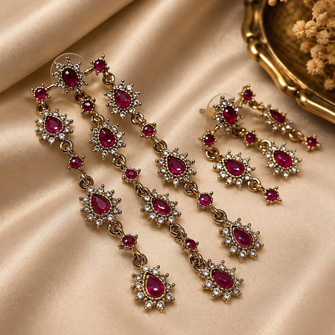 Triple Strand Starburst Drop Earrings