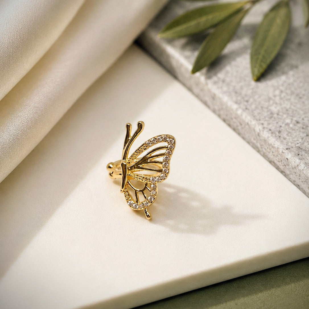 Butterfly CZ Cuff Earrings