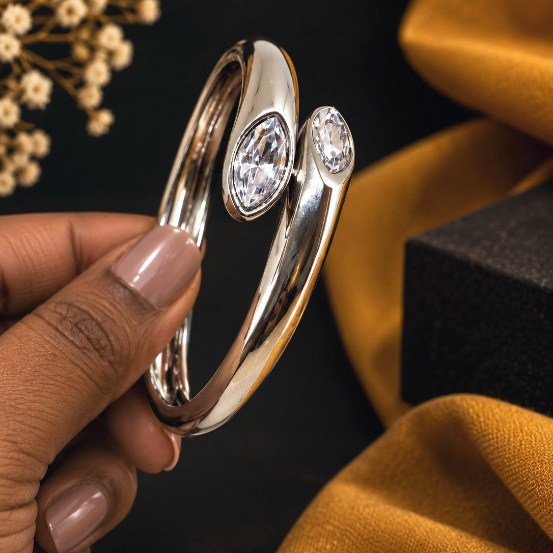 Bypass CZ Cuff Bracelet