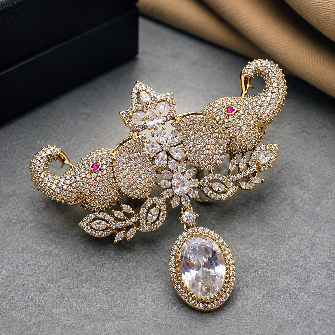 Twin Elephant Drop Ring