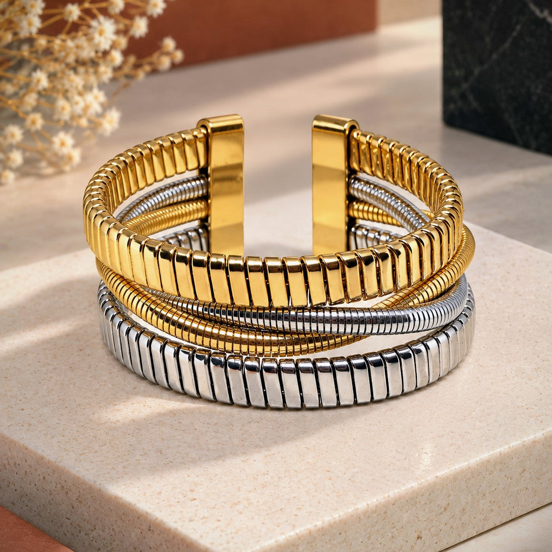 Ribbed Tubular Bangle Bracelet