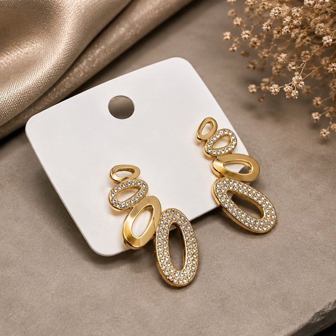 Linked Oval Drop Earrings