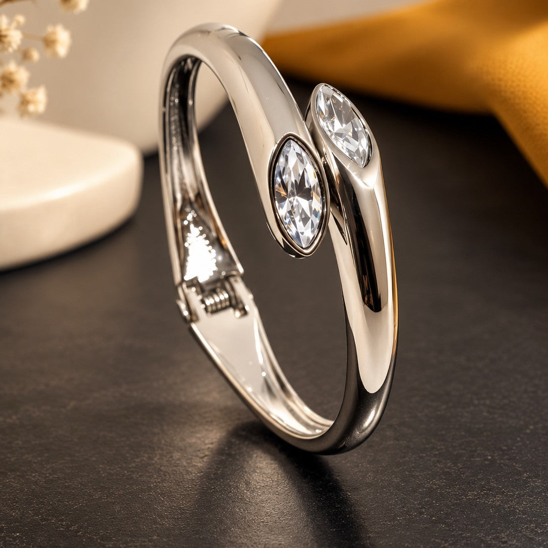 Bypass CZ Cuff Bracelet