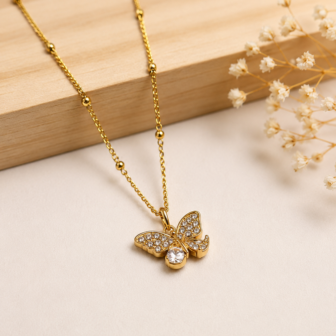 Pave Butterfly Necklace