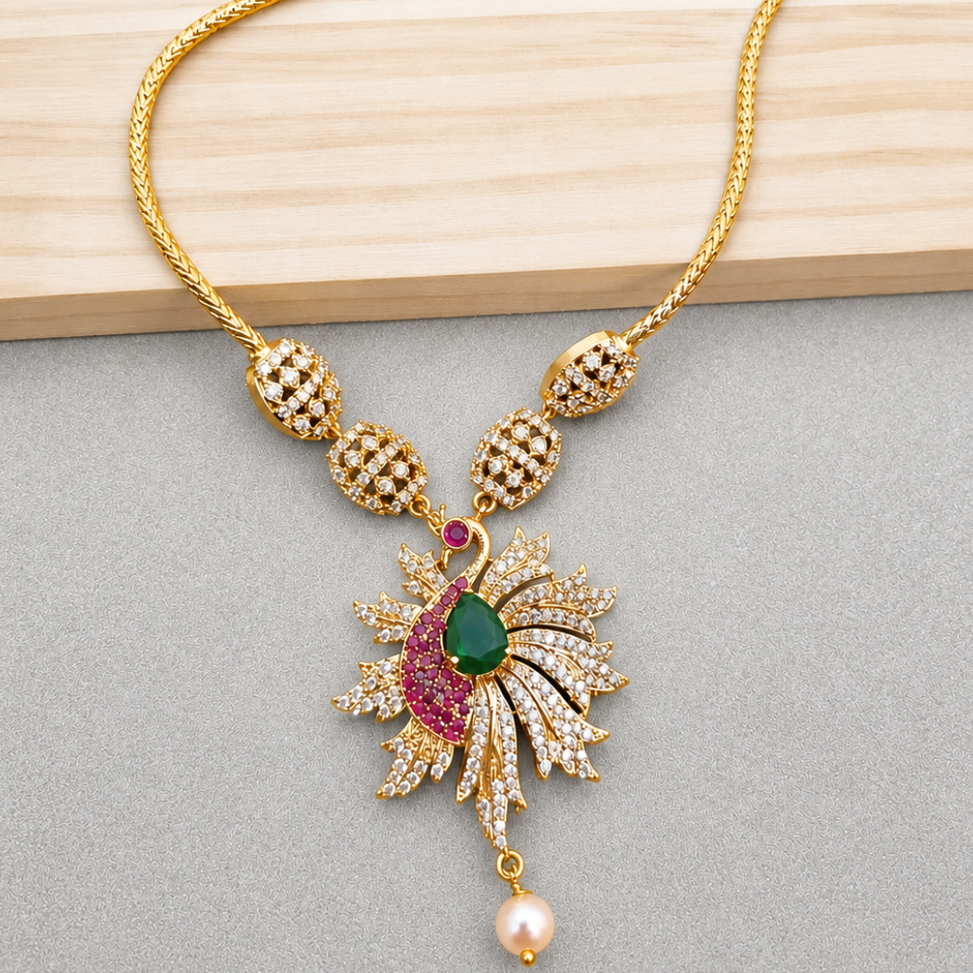 Peacock Drop Necklace