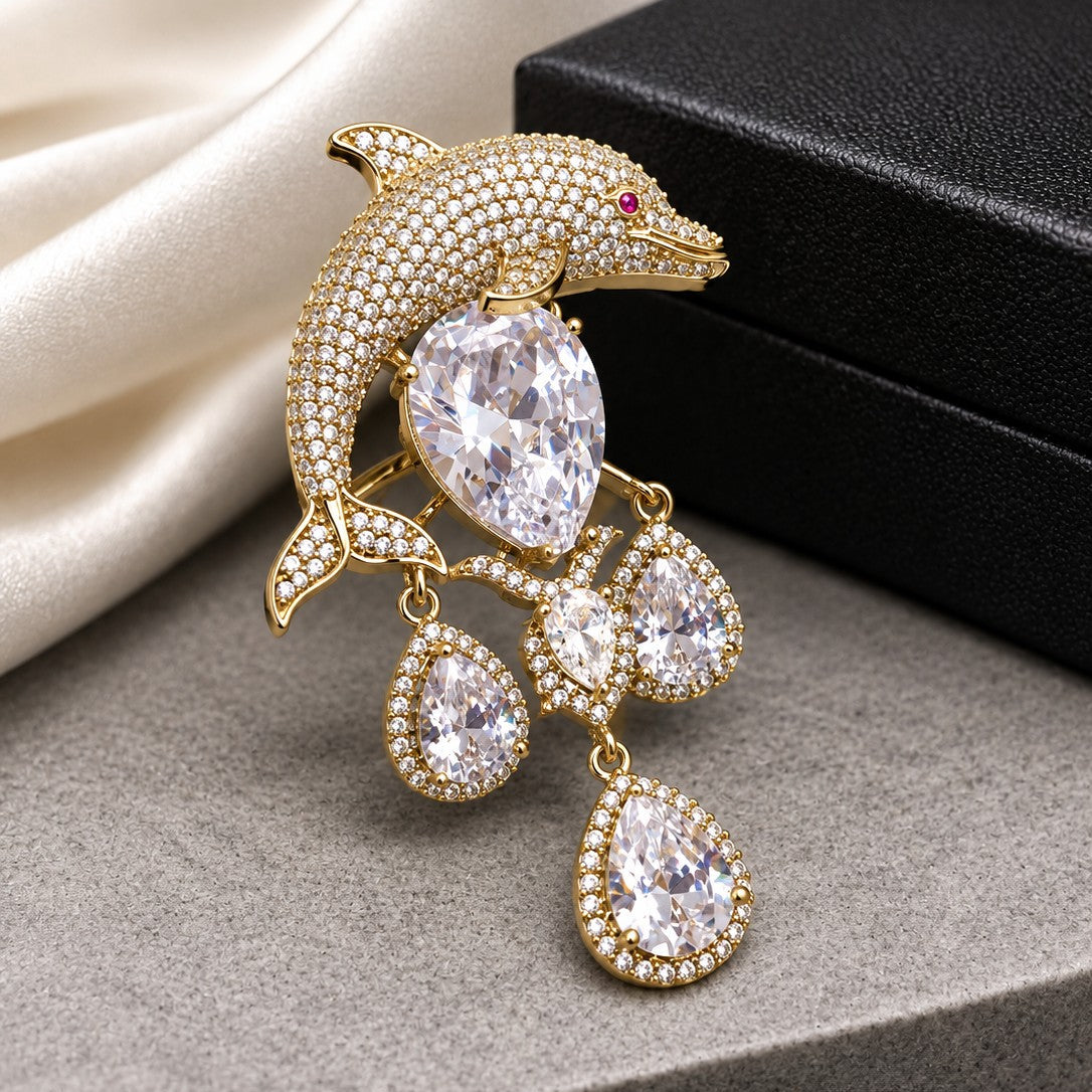 Dolphin Tiered Drop Ring
