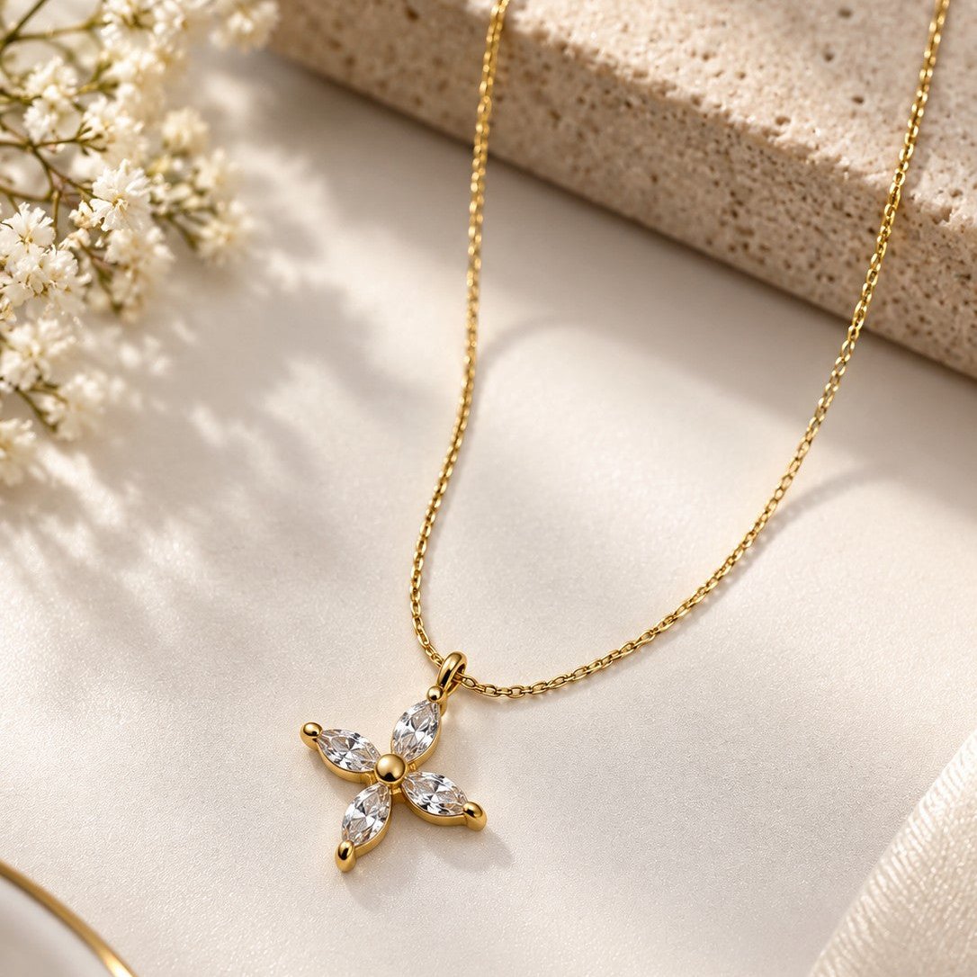 Marquise Flower Pendant Necklace