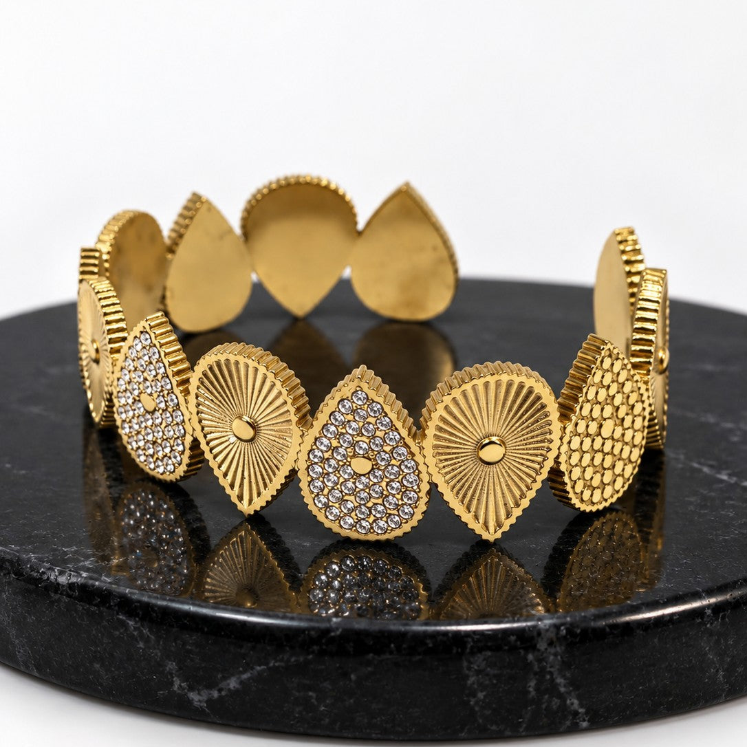 Pave Teardrop Cuff Bracelet