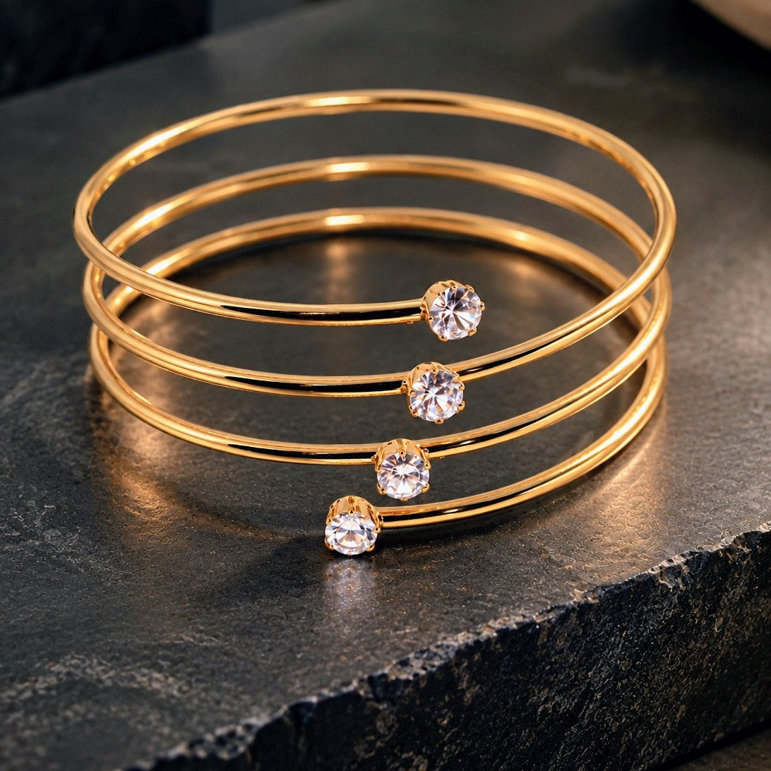 Spiral Wire Stone Cuff
