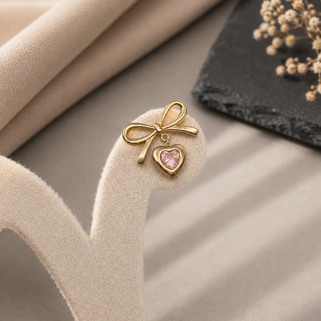 Bow Heart Drop Earrings