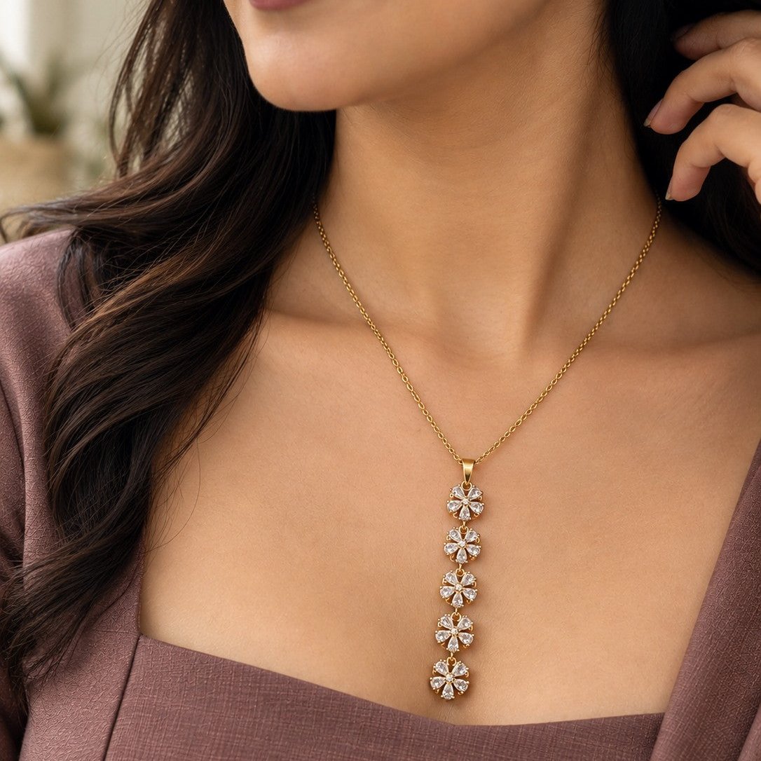 Cascading Floral Pendant Necklace