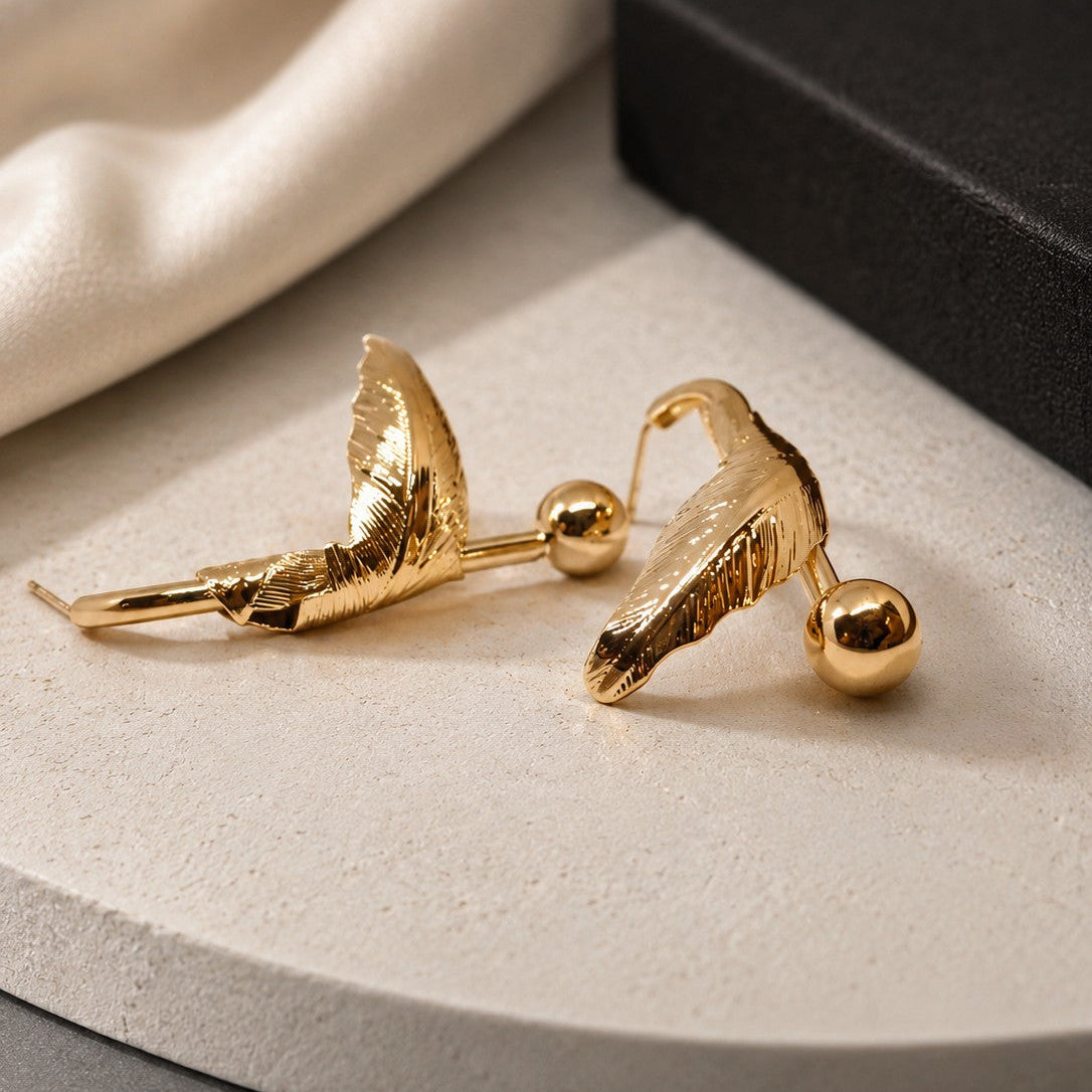 Feather Ball Earrings