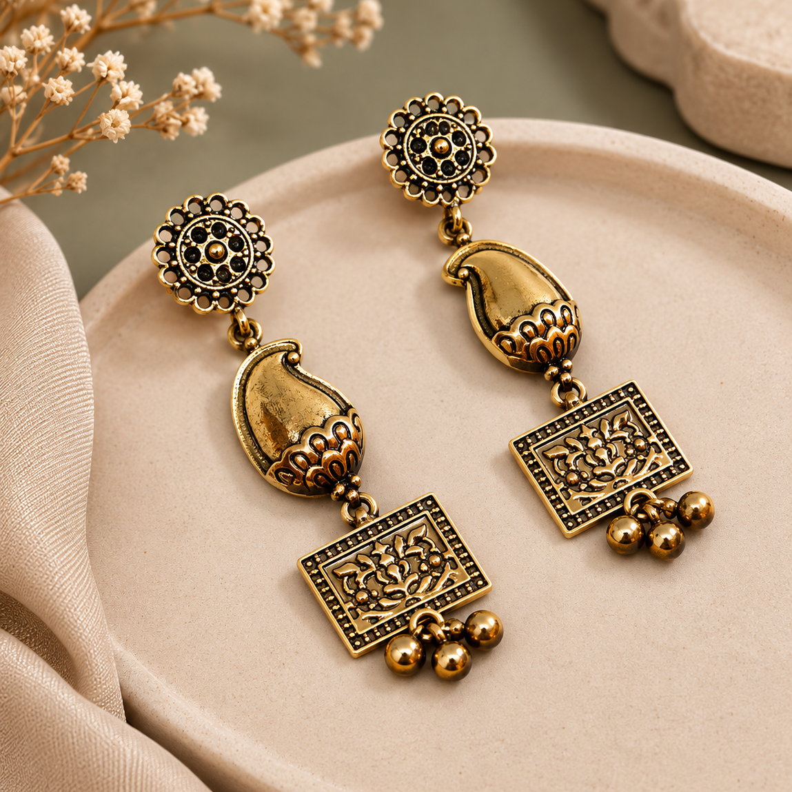 Temple Paisley Drop Earrings