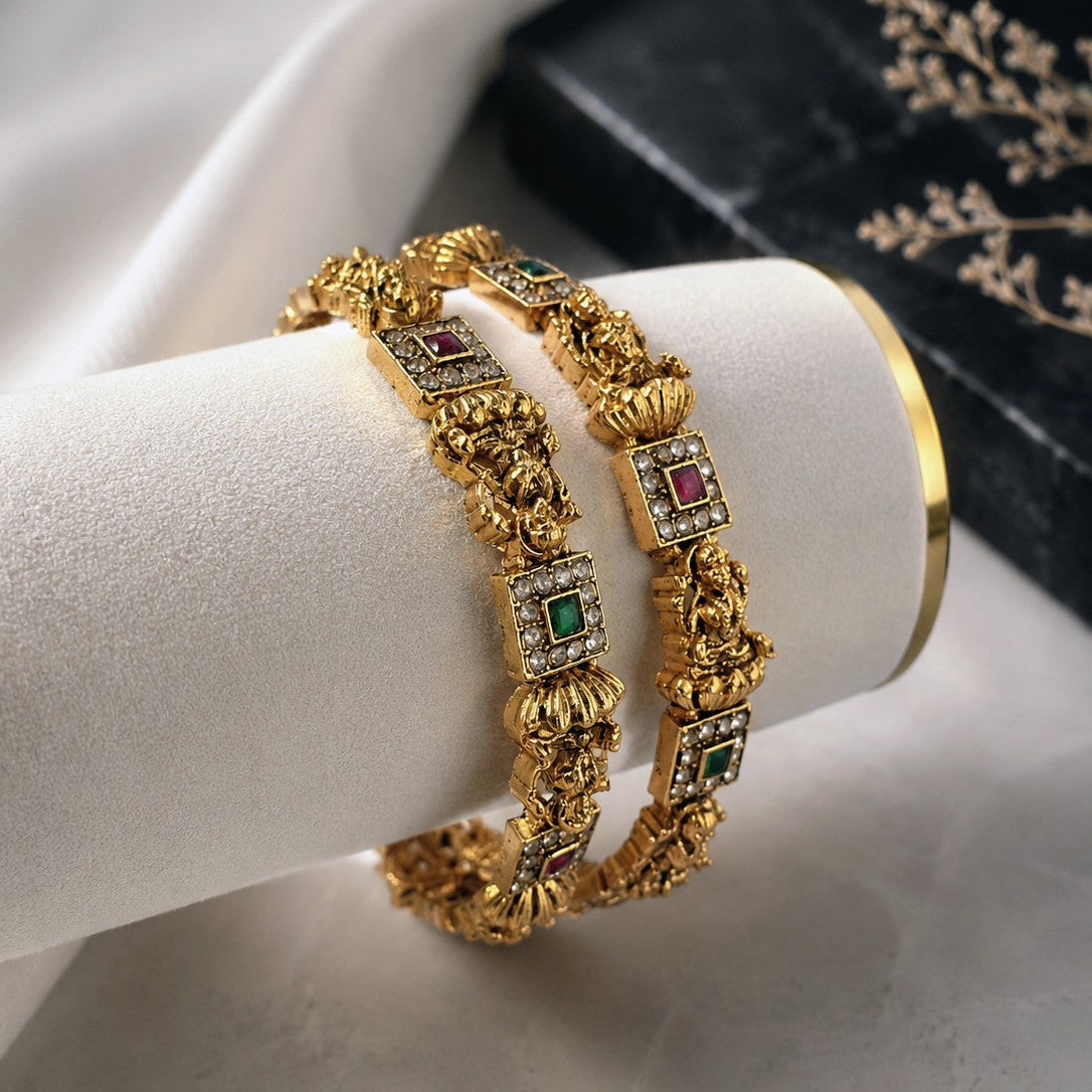 Baroque Medallion Bangle Pair