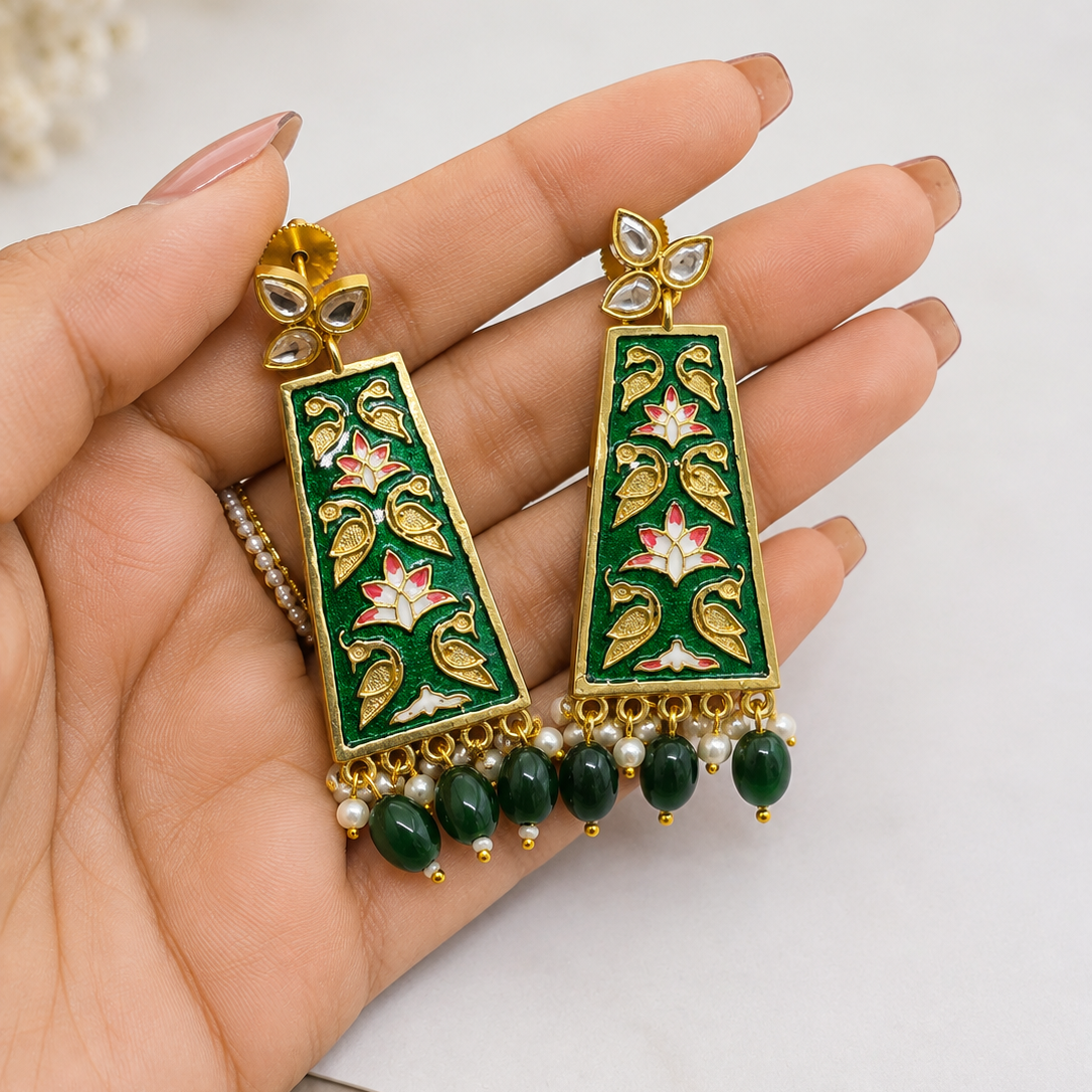 Meenakari Panel Drop Earrings
