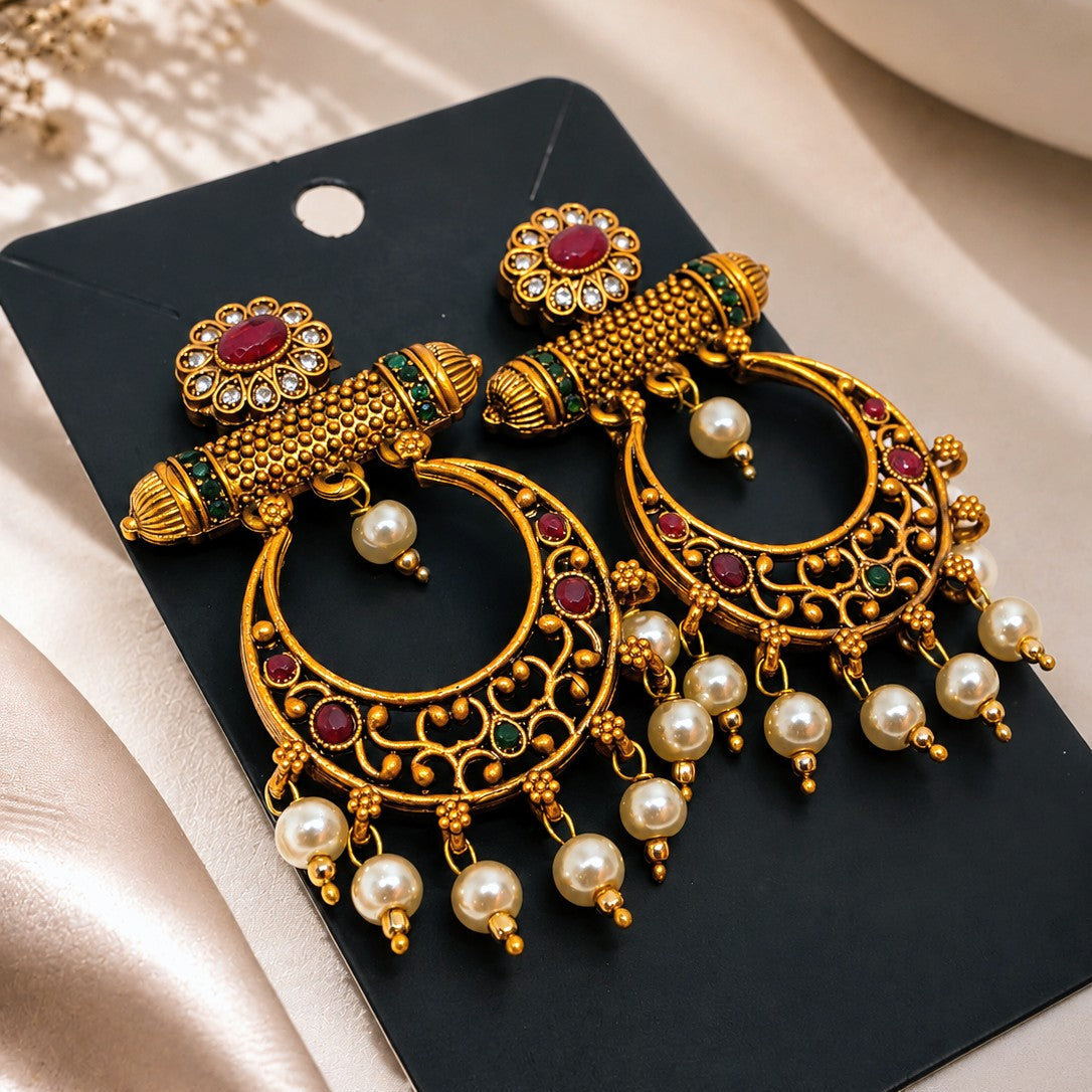 Crescent Jhumka Pendant Necklace