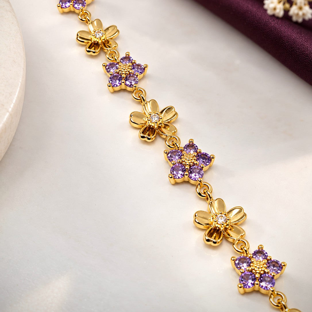 Alternating Floral Link Bracelet
