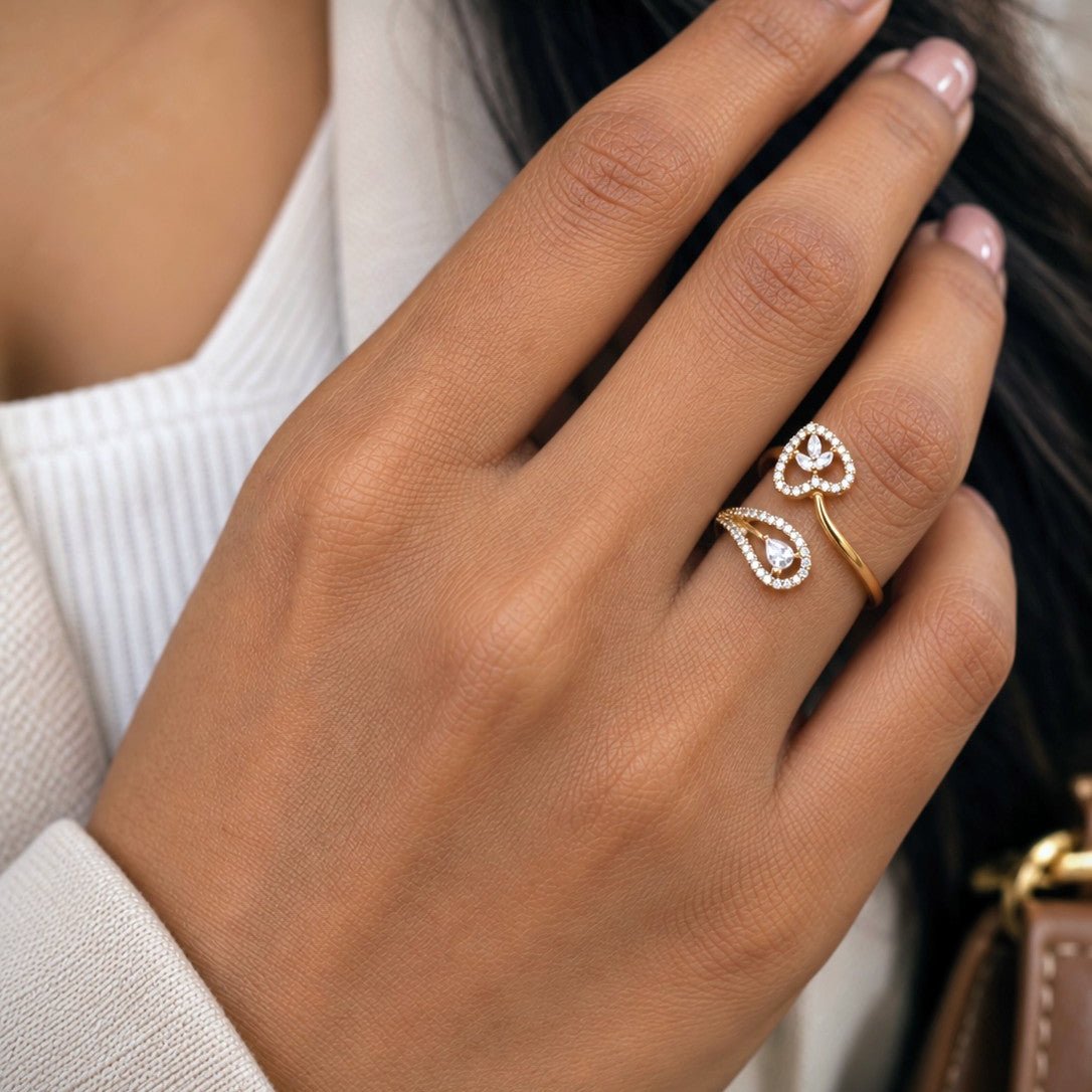 Heart Teardrop Outline Ring
