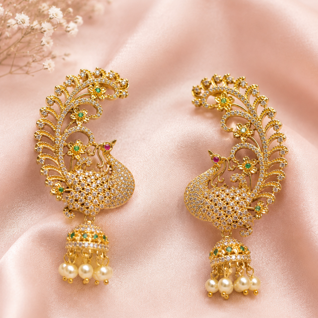 Peacock Feather Jhumka Earrings