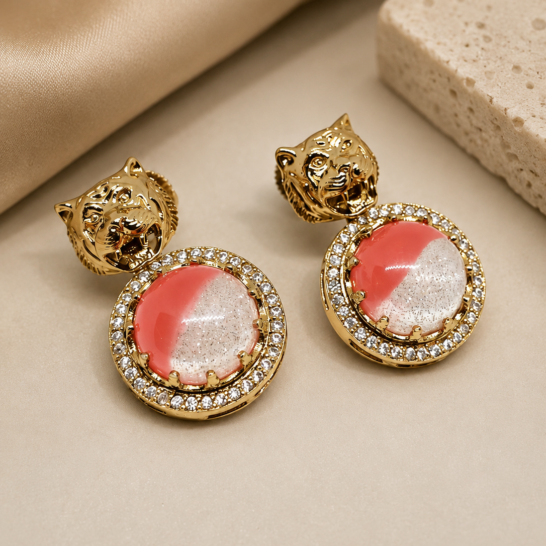 Tiger Halo Drop Earrings
