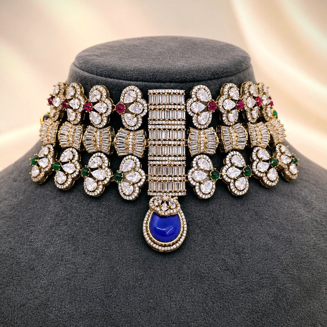 Victorian Baguette Polki Choker Necklace