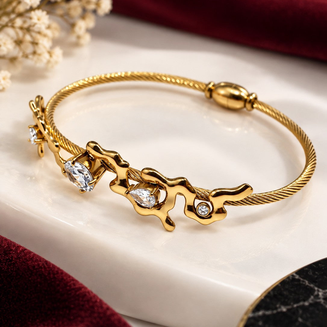 Molten Coral CZ Cuff Bracelet