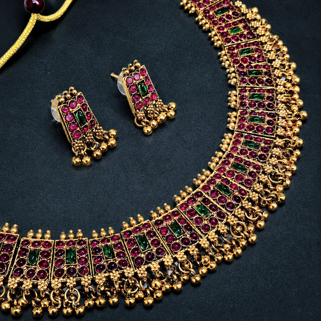 Gemstone Panel Necklace Set