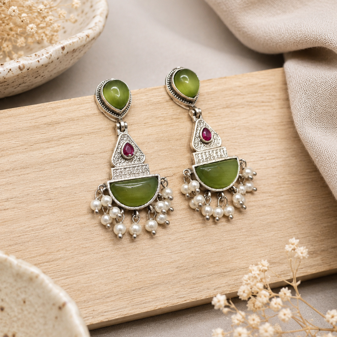 Green Cascade Earrings