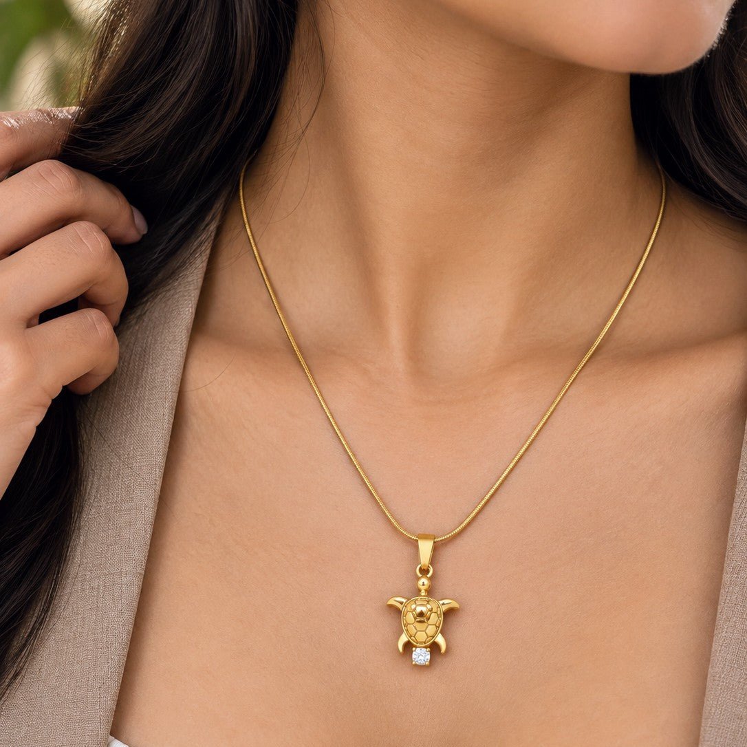 Textured Turtle Pendant Necklace