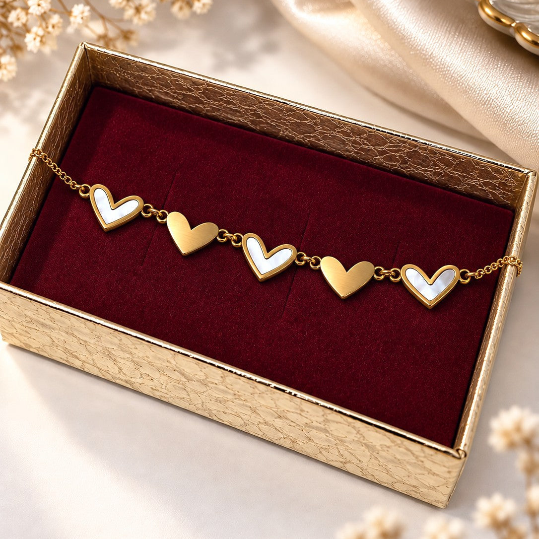 Alternating Heart Link Bracelet